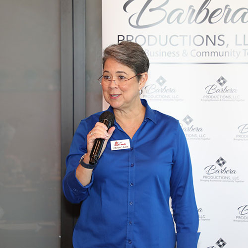 Cheryl at a networking event