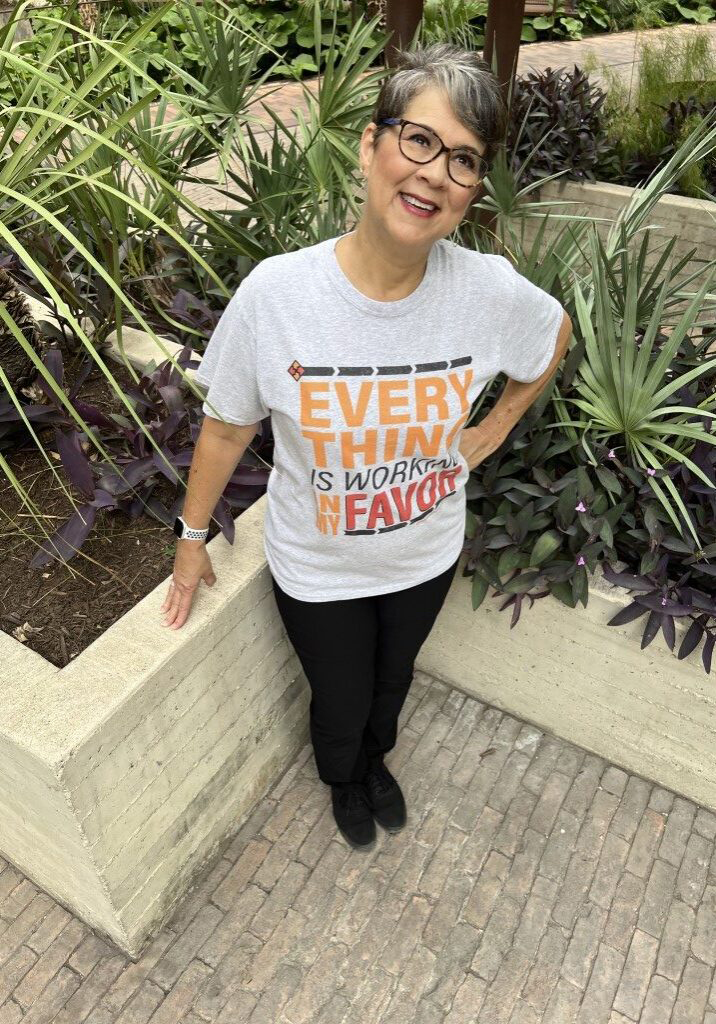 Cheryl Jones wearing everything is working in my favor t-shirt